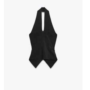 ZARA RUCHED KNIT HALTER TOP